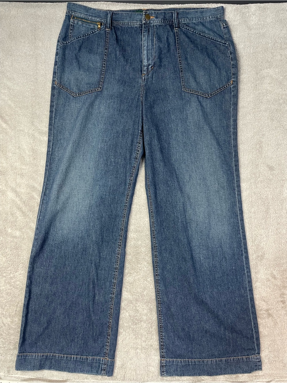 Lauren Ralph Lauren Lauren Jeans Co. Wide-Leg Denim Jeans Blue High Rise Pockets